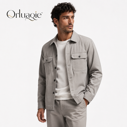 Orluaqie™ Men's Cotton Twill Utility Overshirt – Relaxed Long Sleeve Shirt Jacket
