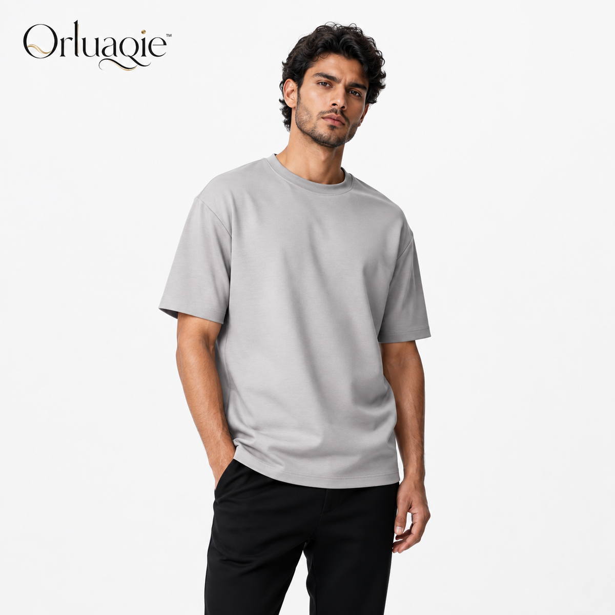 Orluaqie™ Men's Double-Knit Crew Neck T-Shirt – Structured Premium Casual Tee